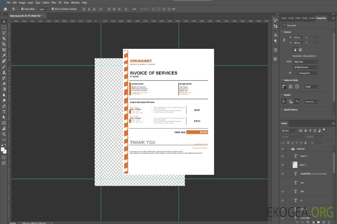 Facture de la société d'art et de design Australie Orianart template